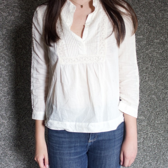 Madewell Eyelet Peasant Popover Blouse in Ivory - Picture 2 of 6